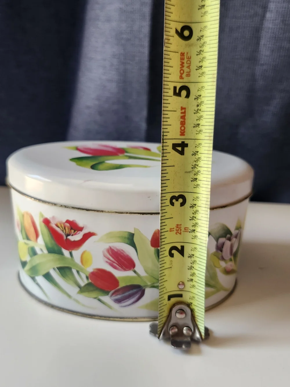 Vintage Louise Carling Floral Tulip Oval Tin Container - Made in England